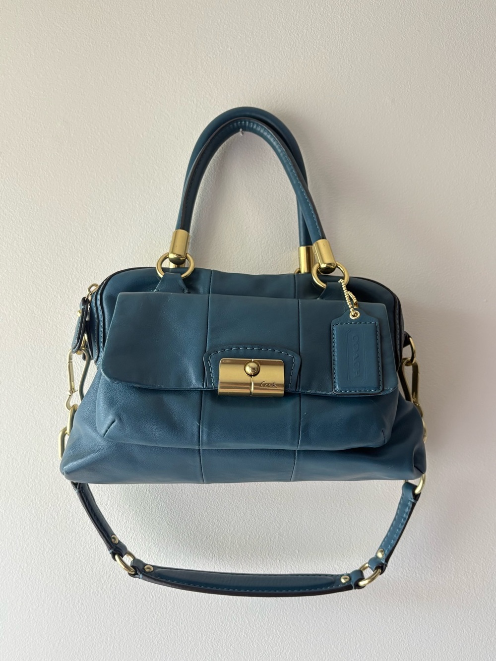 Coach Kristin Satchel Blue Leather